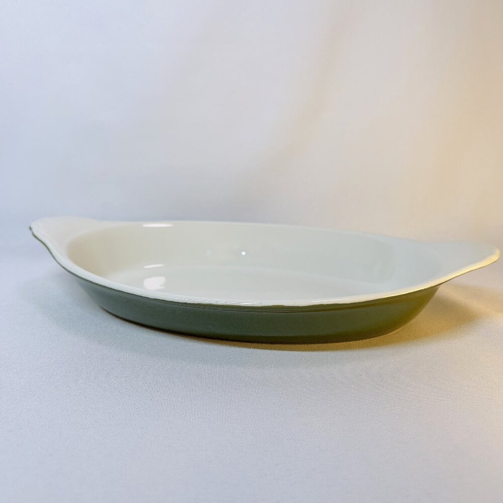 Hall Au Gratin Casserole Baking Dish Vintage Stoneware Forest Green 529 USA